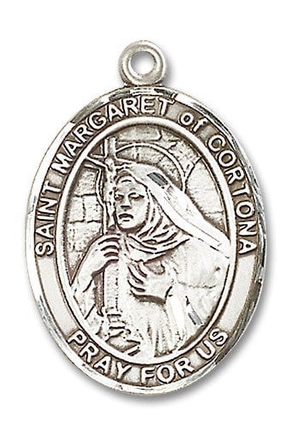 Large Oval Sterling Silver St. Margaret of Cortona Medal, Made in USA