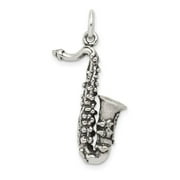 Extel Large Sterling Silver Antiqued Saxophone Charm