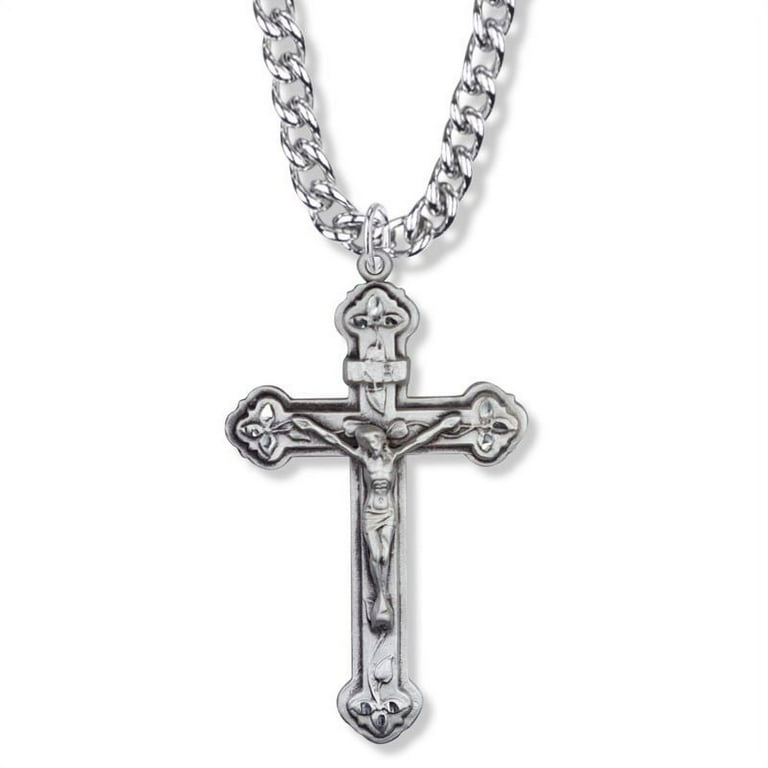 Mens silver hot sale crucifix pendant