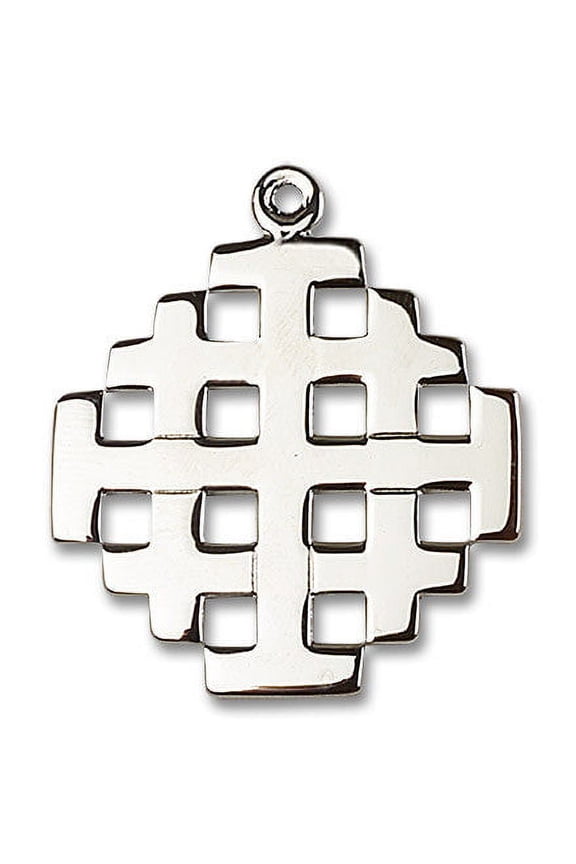 Large Sterling Silver Jerusalem Cross Medal, Made in USA