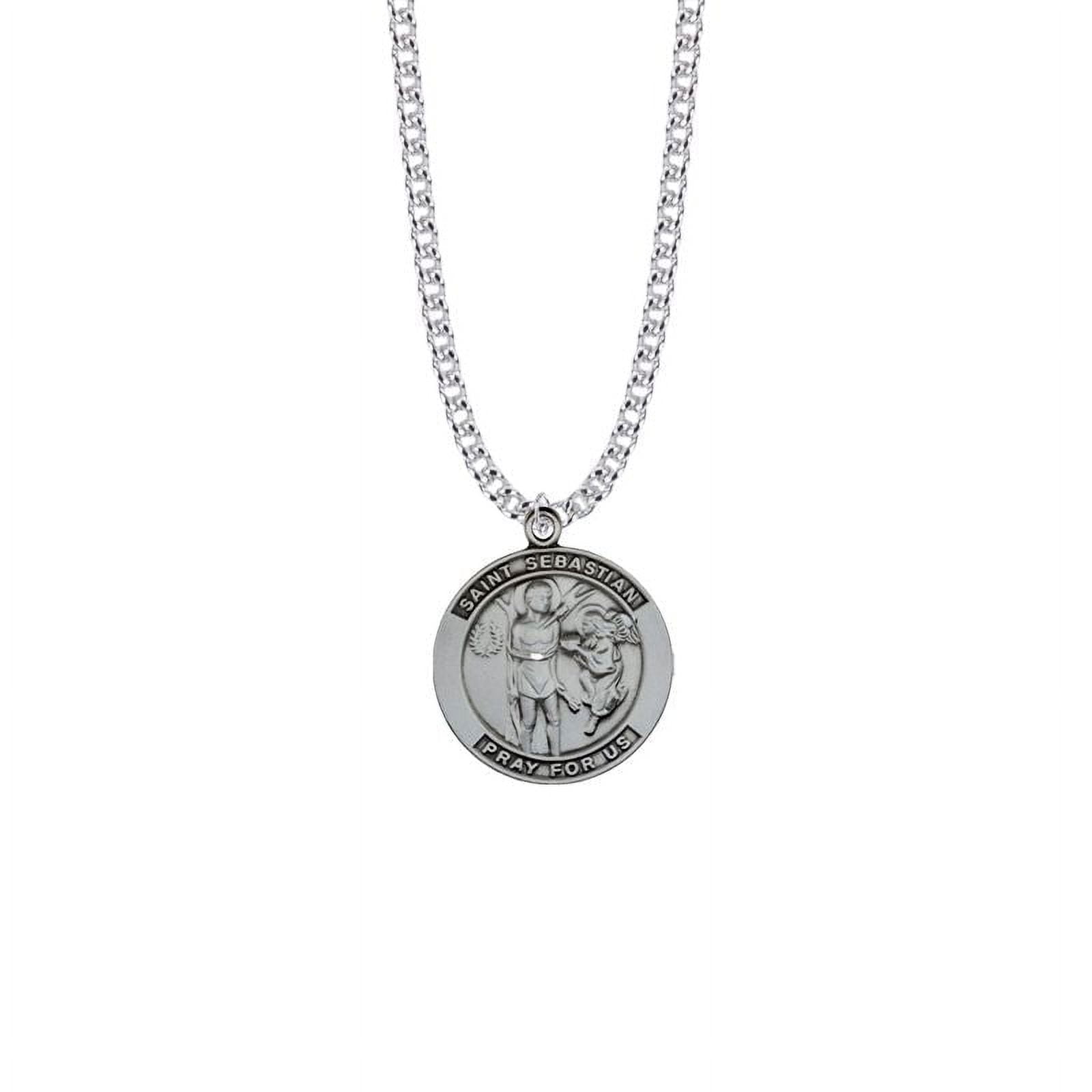 Extel Large Sterling Silver Large Round St. Sebastian Medal Pendant ...