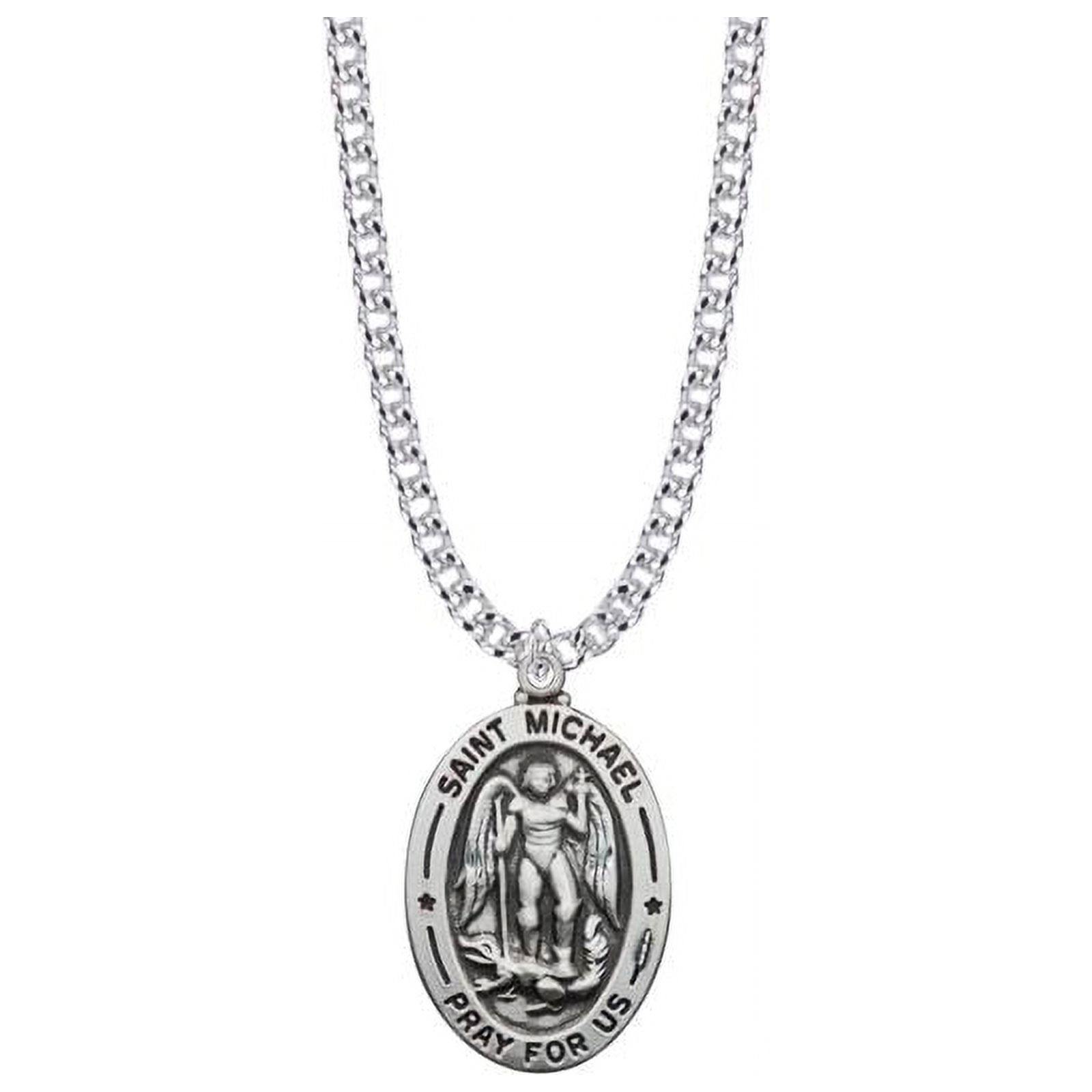 Extel Large Sterling Silver Oval St. Michael Medal Pendant, Patron ...