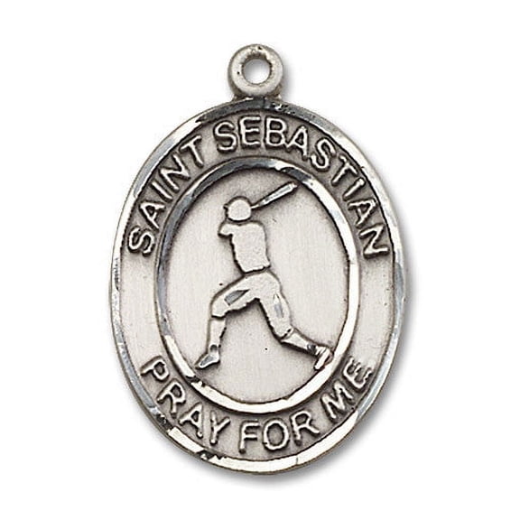Extel Large Sterling Silver St. Sebastian Baseball Medal Pendant Necklace Charm for Baseball Player
