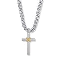 thumbnail image 1 of Extel Large Two-Tone Sterling Silver Rope Cross Pendant for Men with 24" chain, 1 of 4