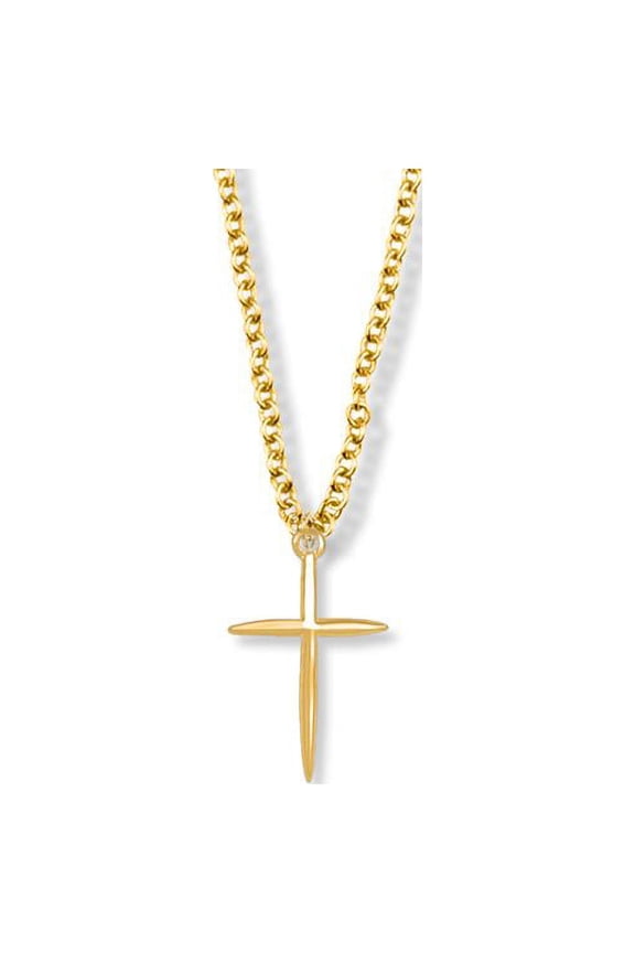 Medium 10KT Gold Filled Tapered and Pointed Ends Cross Pendant for Women with 16" chain