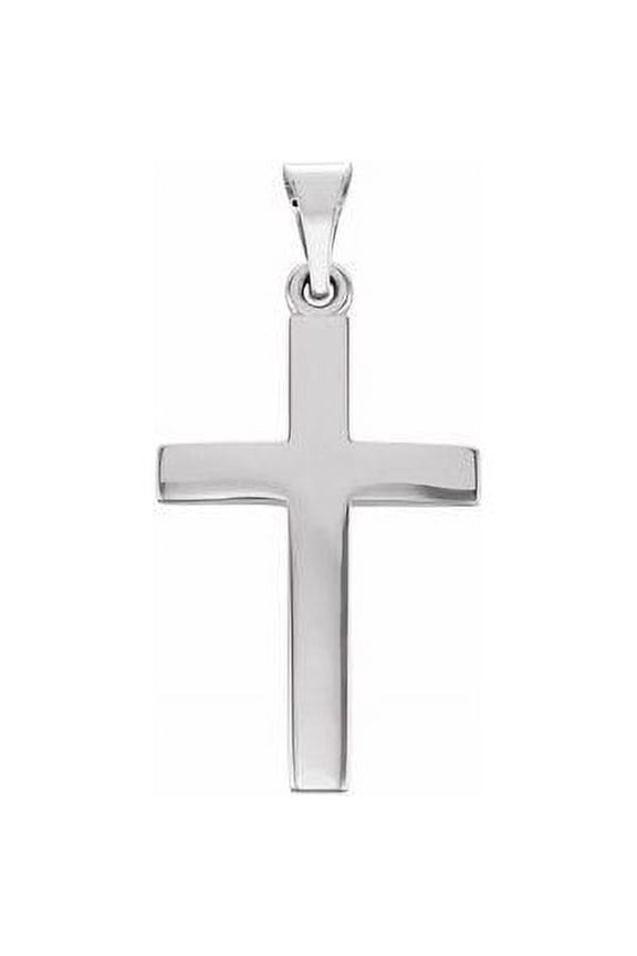 Medium 14K White Gold Mens Womens Religious Cross Pendant Charm Made in USA