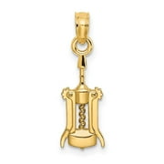 Extel Medium 14k Gold 2-D WINE OPENER Charm, Made in USA