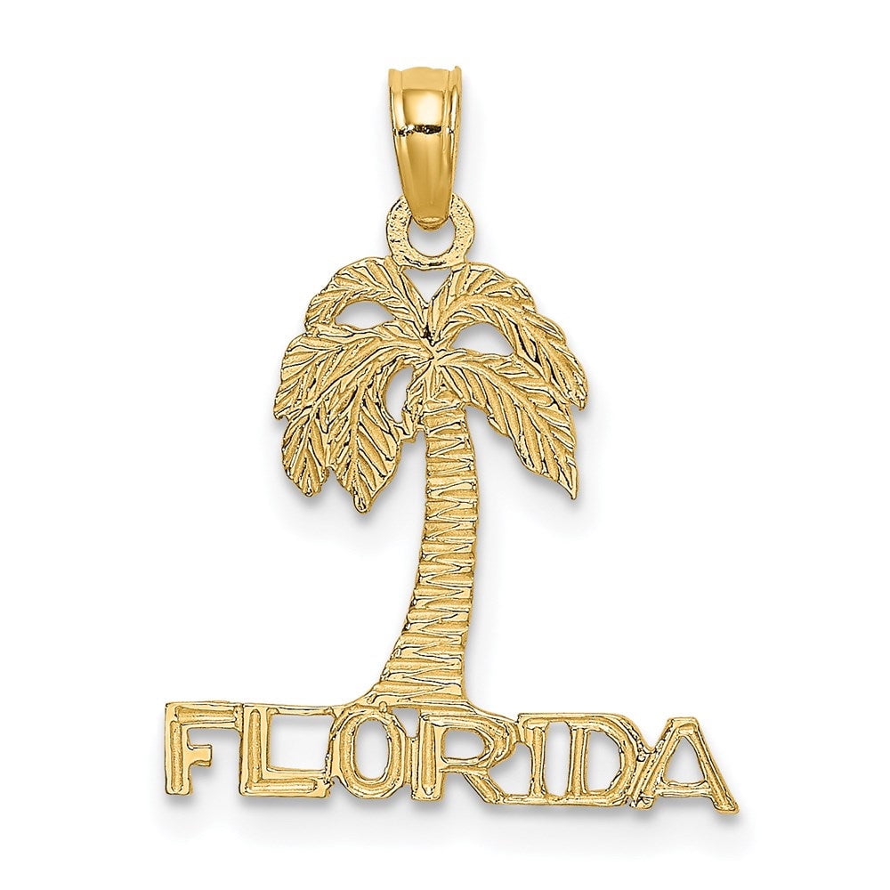 Extel Medium 14k Gold Flat FLORIDA Under Palm Tree Charm, Made in