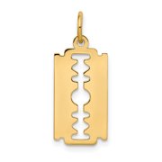 Extel Medium 14k Gold Polished Razor Blade Charm, Made in USA