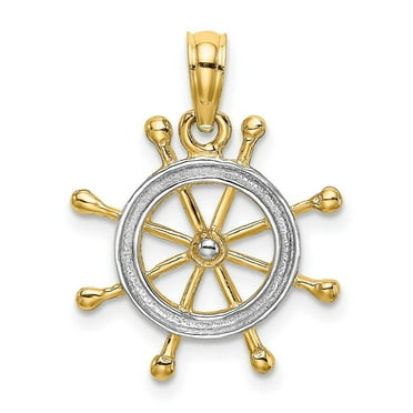 Extel Medium 14k with Rhodium-Plated & 2-D Ship Wheel Charm