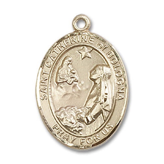 Extel Medium Oval 14kt Gold Filled St. Catherine of Bologna Medal, Made in USA