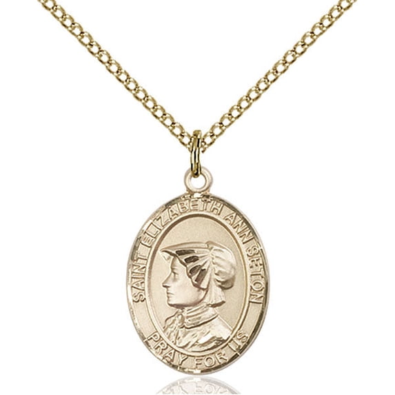 Extel Medium Oval 14kt Gold Filled St. Elizabeth Ann Seton Pendant with 18" chain, Made in USA