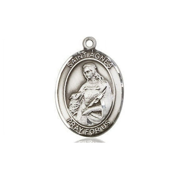 Extel Medium Oval Pewter St. Agnes of Rome Medal, Made in USA