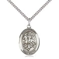 thumbnail image 1 of Extel Medium Oval Pewter St. George Pendant with 18" chain, Made in USA, 1 of 10