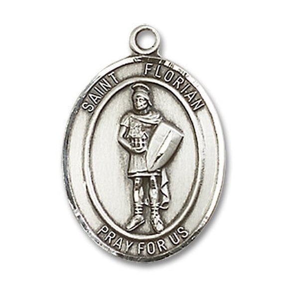 Extel Medium Oval Sterling Silver St. Florian Medal, Made in USA