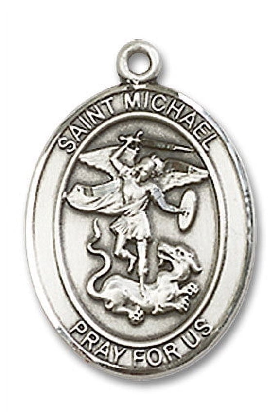 Medium Oval Sterling Silver St. Michael the Archangel Medal, Made in USA