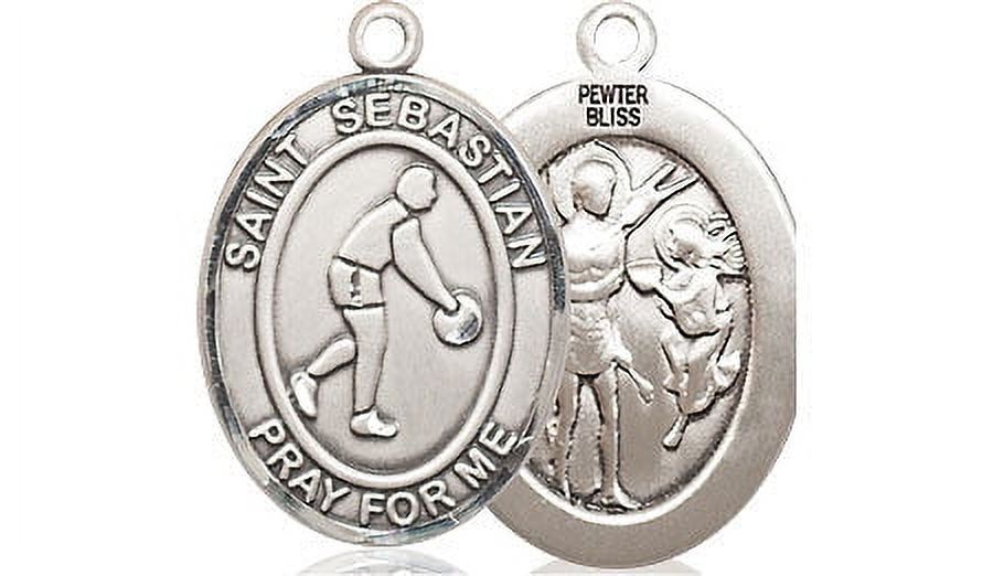 Extel Medium Pewter St. Sebastian Basketball Medal Pendant Necklace ...