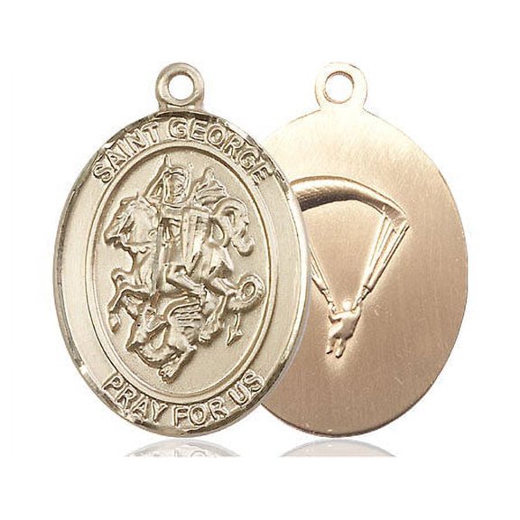 Extel Oval Large 14kt Gold Filled St George Paratrooper Medal, Made in USA