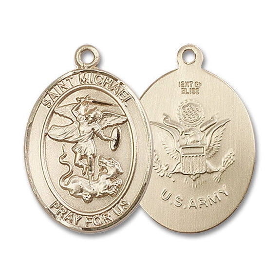 Extel Oval Large 14kt Gold Filled St Michael Army Medal, Made in USA
