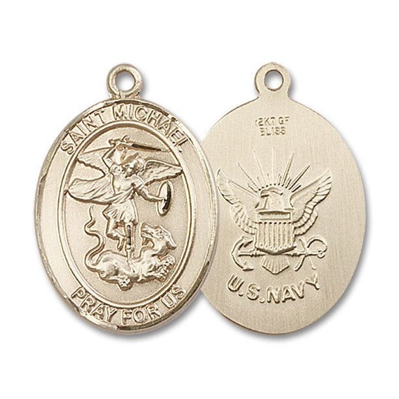 Extel Oval Large 14kt Gold Filled St Michael Navy Medal, Made in USA