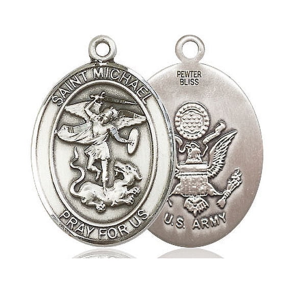 Extel Oval Large Pewter St Michael Army Medal, Made in USA