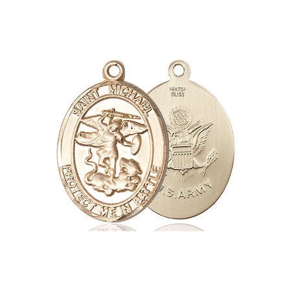Extel Oval Medium 14kt Gold Filled St Michael Army Medal, Made in USA