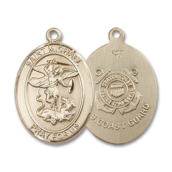 Extel Oval Medium 14kt Gold Filled St Michael Coast Guard Medal, Made in USA