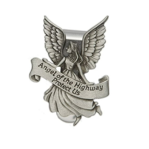 Extel Pewter Angel of The Highway Sun Visor Clip for Men Women Car Truck
