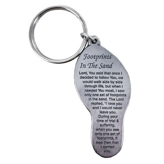 Extel Pewter Footprints in the Sand Key Chain