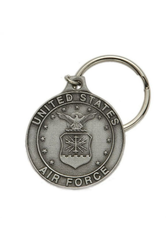 Pewter Round St. Michael Air Force Key Chain
