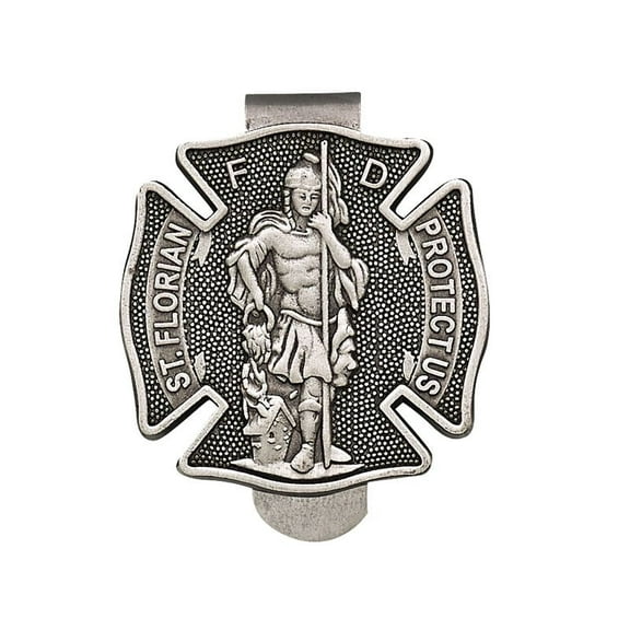 Extel Pewter St. Florian, Patron Saint of Firefighters Sun Visor Clip for Fire Fighter Car Truck