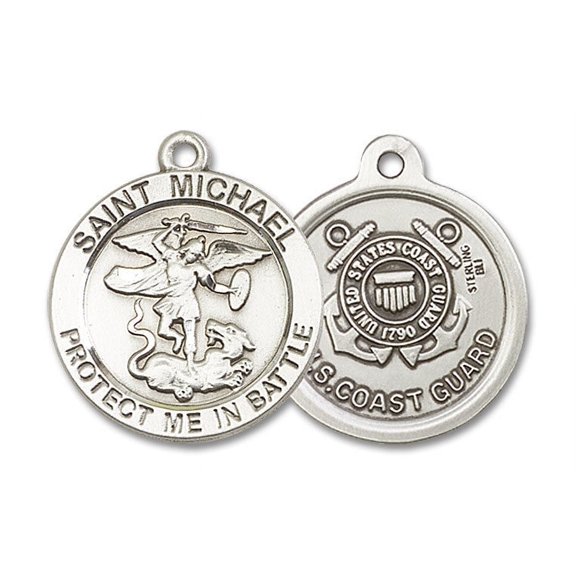 Extel Round Large Sterling Silver St Michael Coast Guard Medal, Made in USA