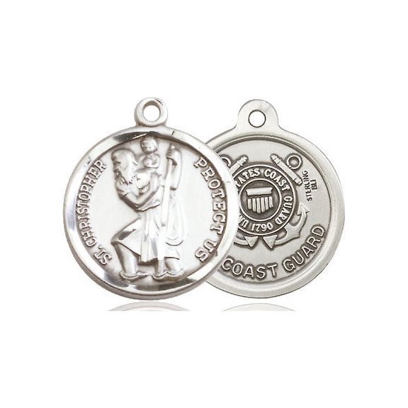 Extel Round Medium Pewter St Christopher Coast Guard Medal, Made in USA