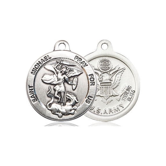 Extel Round Medium Pewter St Michael Army Medal, Made in USA