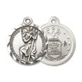 thumbnail image 1 of Extel Round Medium Sterling Silver St Christopher Air Force Medal, Made in USA, 1 of 6