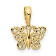 EXTEL Small 14k Gold Polished Filigree Butterfly Charm