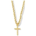 thumbnail image 1 of Extel Small 18KT Gold Plated Over Sterling Silver Stick Cross Pendant for Women with 16" chain, 1 of 4