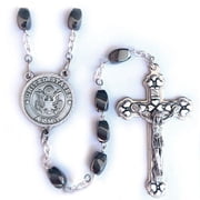 Extel Soldier of God Military Rosary 7mm Hematite Beads Rosary with Crucifix and U.S. Army Centerpiece