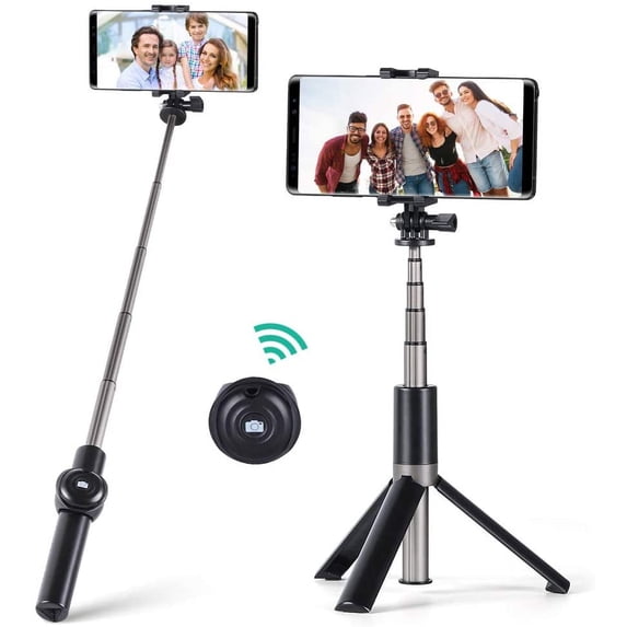 Extenable Portable Tripod Stand Selfie Stick with Remote - Black