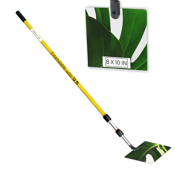 Extend A Vue Telescoping Inspection Mirror, Heavy Duty 8 x 10 in Acrylic Mirror, Adjustable 4–12 ft Pole, Lightweight & Durable