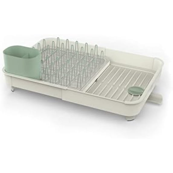 Integrated Draining Rack Extend Expandable Dish Drainer Rack with Removable Flatware Holder ...