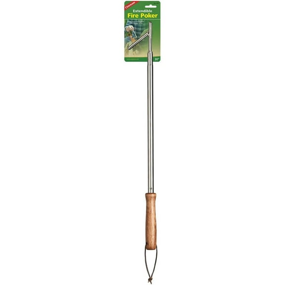 Coghlan's Extendable Fire Poker - Chrome Finish, Leather Hanging Loop - 30 In, Silver