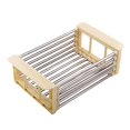 thumbnail image 1 of Extend Kitchen Sink Drain Basket, Adjustable Dish Drying Rack with Stainless Steel Drain Basket, in Sink Dish Drying Rack Portable & Telescopic Space-Saving for Fruit, Vegetable, Beige, Small Size, 1 of 9