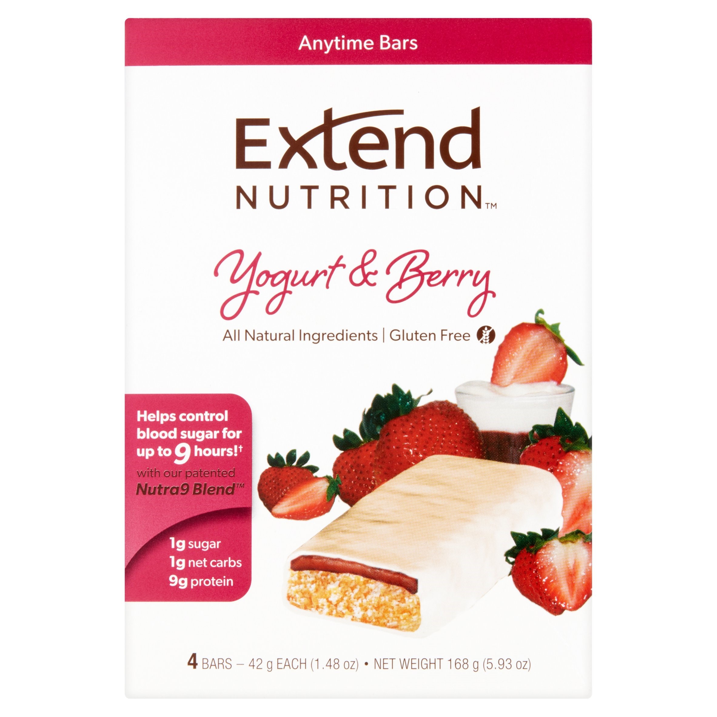 Extend Nutrition Bar, Yogurt & Berry, 9g Protein, 4 Ct
