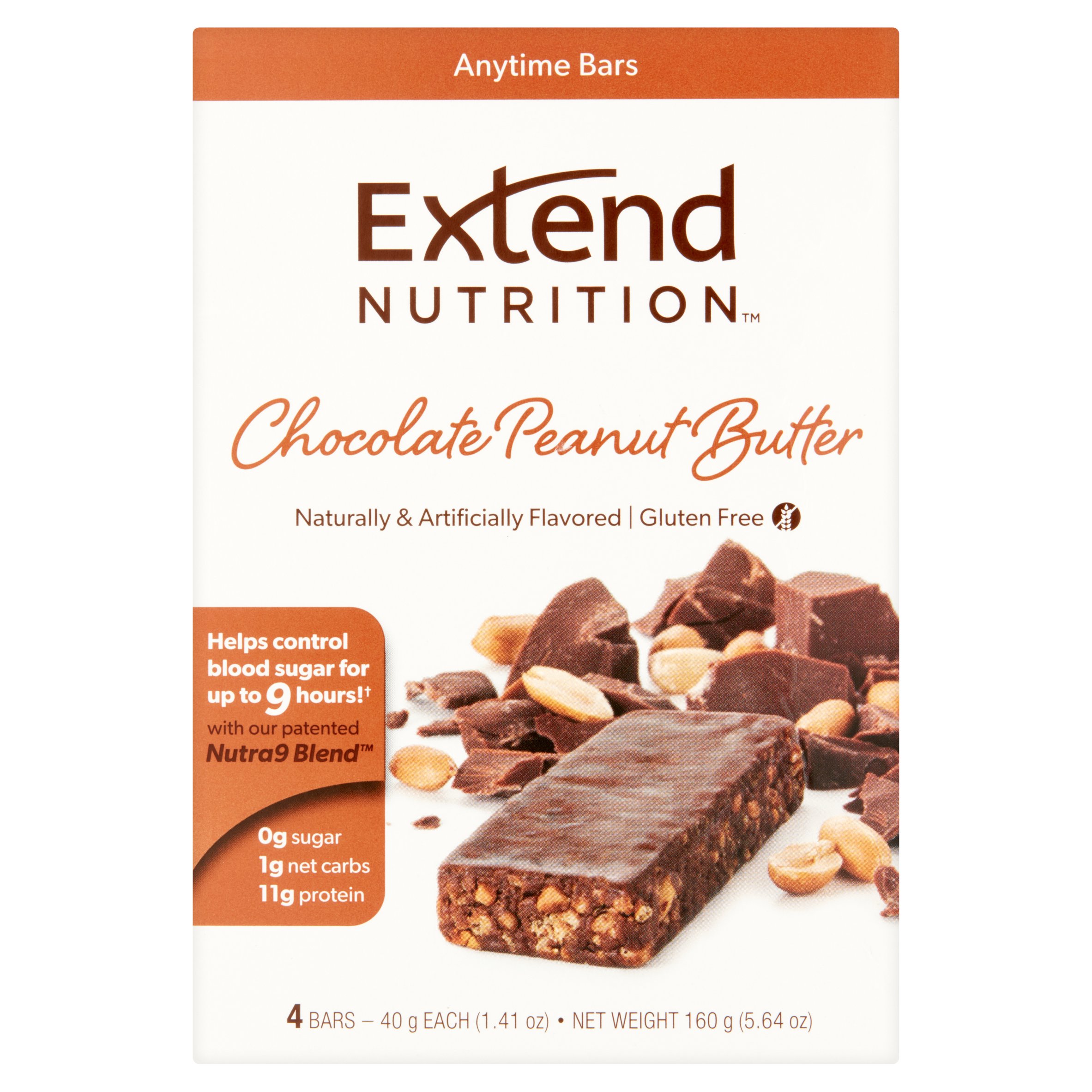 Extend Nutrition Chocolate Peanut Butter Bars, 4 Count - image 1 of 6