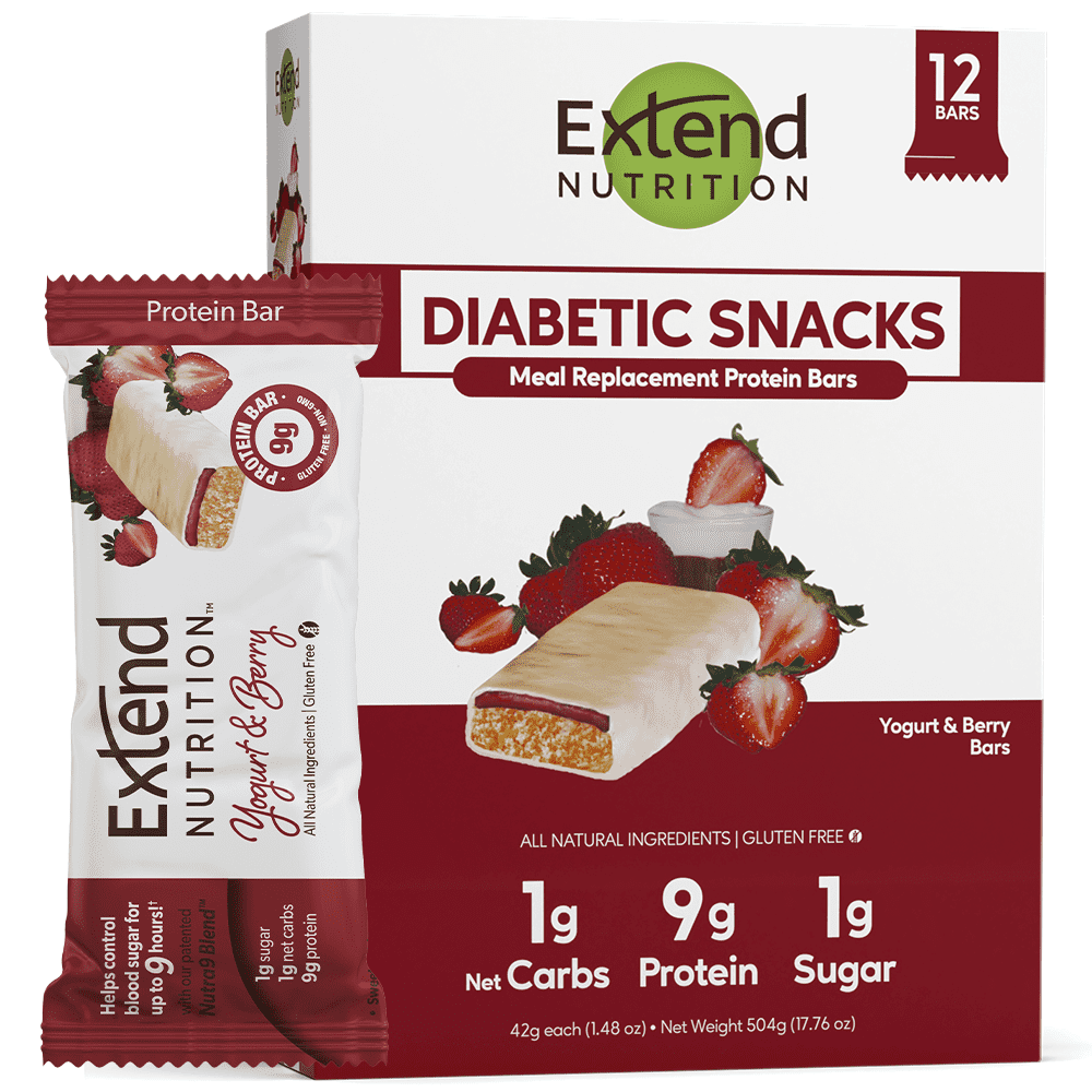 Extend Bar Diabetic Snack, Yogurt \u0026 Berry Keto Bars, Weight Loss Friendly,  Low Carb, 12 Count - Walmart.com