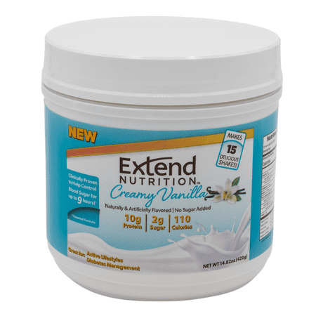 Extend Nutrition Vanilla Protein Shake Mix for Diabetes & Prediabetes, 15 Svgs