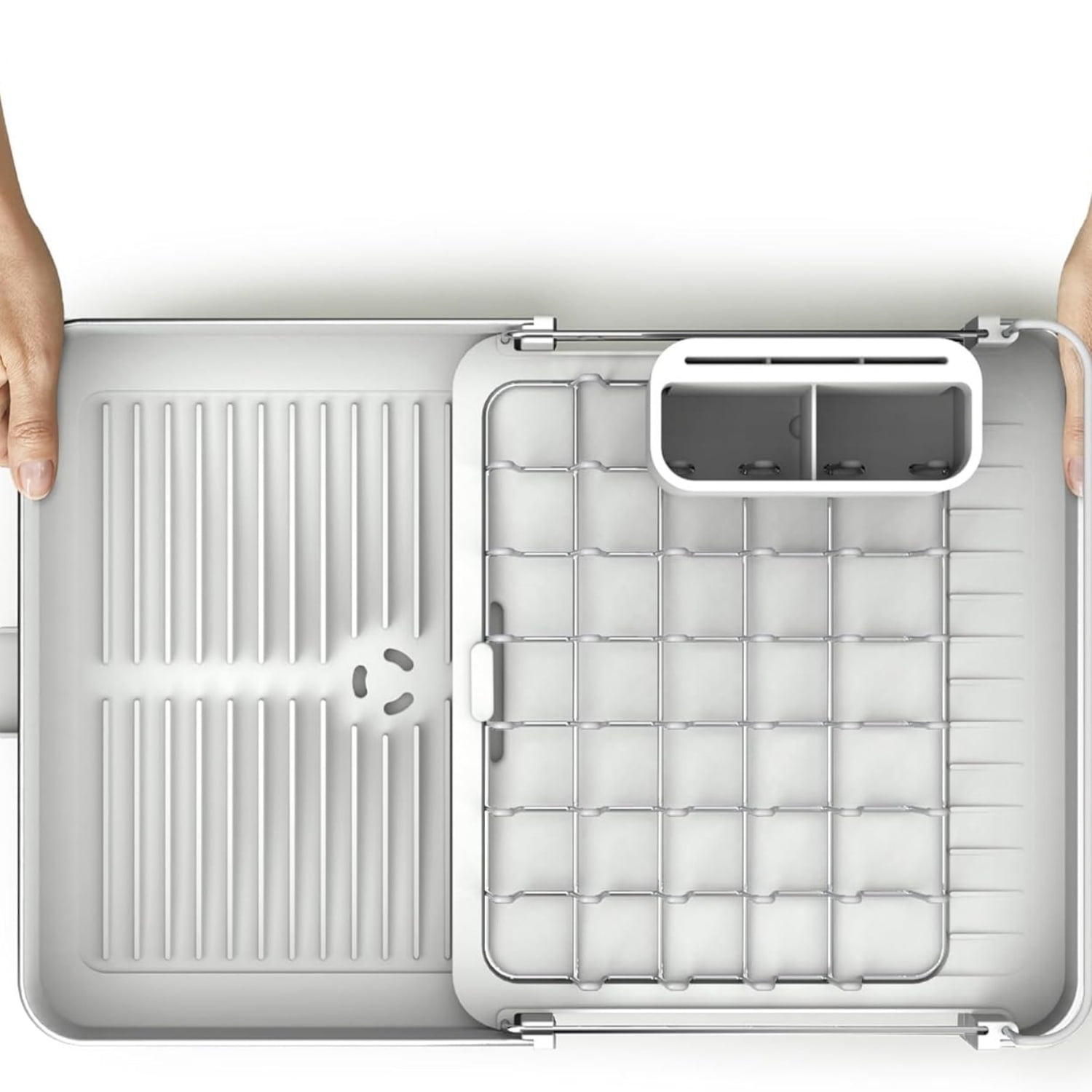Extend Steel Expandable Dish Drying Rack with Removable Cutlery Holder ...