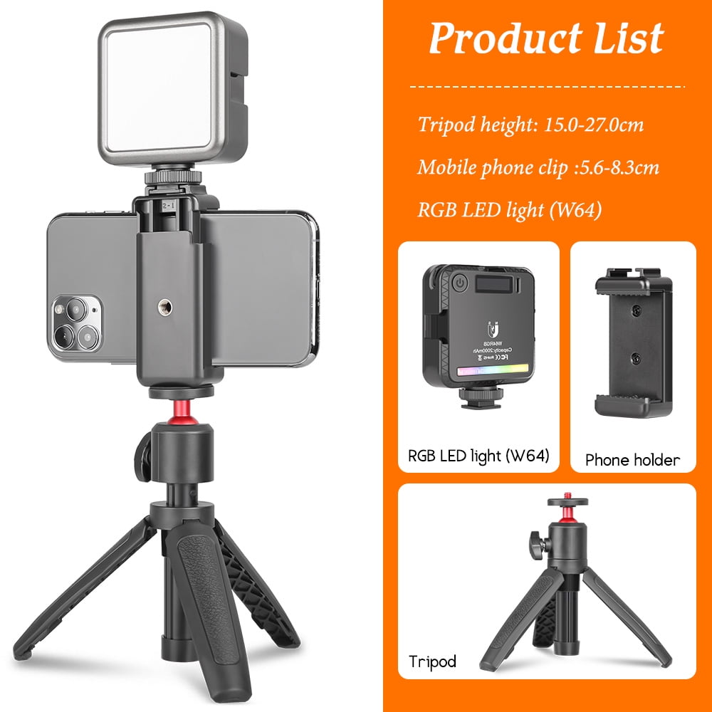 Extend Tripod Selfie Stick Dimmable LED Video Camera RGB Light