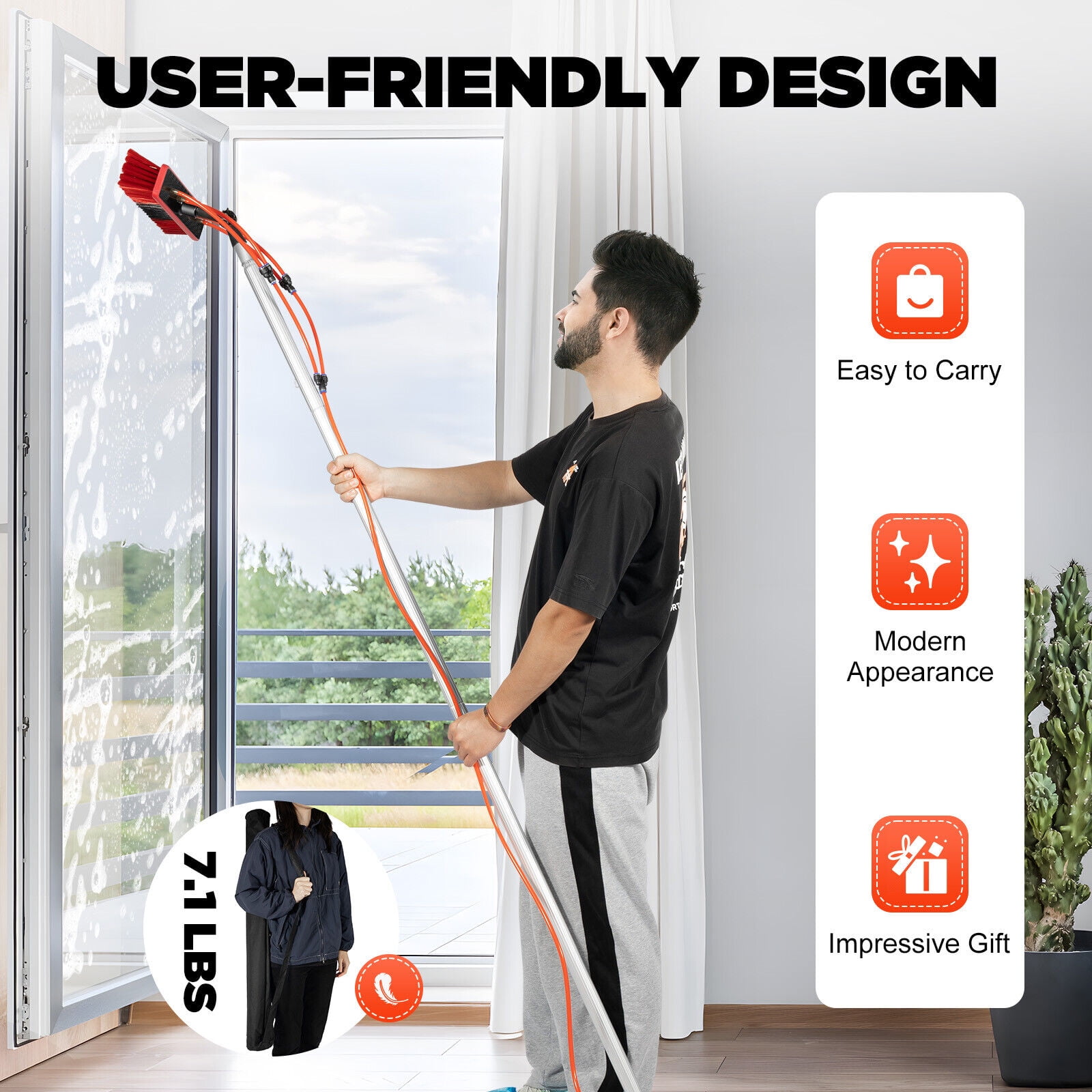 Extendable 26ft Water Fed Pole Kit Water Fed Pole Brush 3 in 1 Window ...